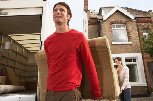 Moving truck service on a residential street in Golders Green